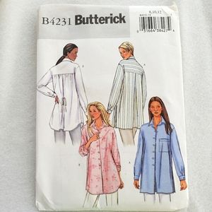 Uncut Retro Butterick Oversized Button UP Shirt Pattern B4231